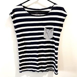 JCrew Navy Striped Front Pocket T Shirt XS